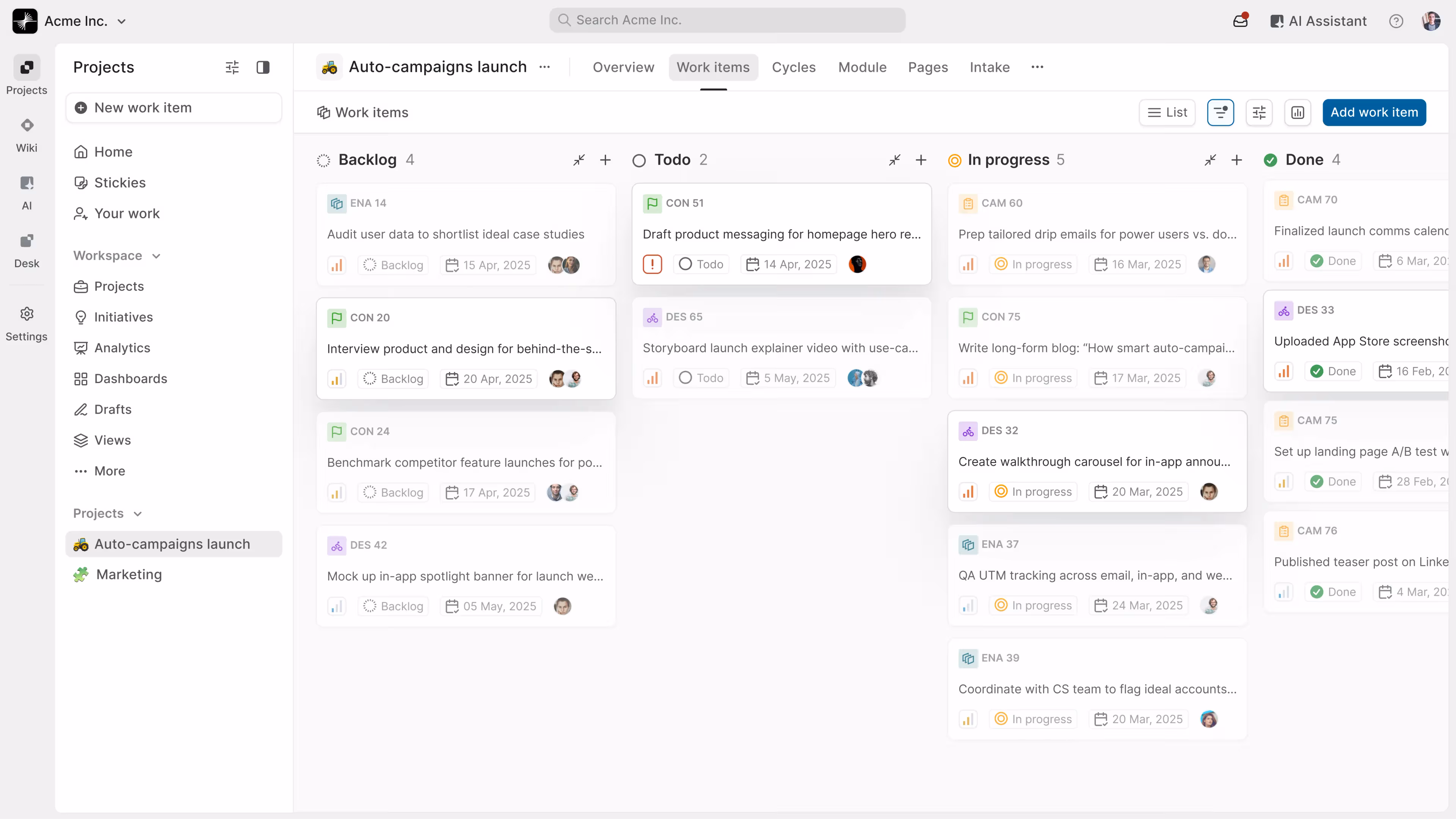 Project Management Dashboard